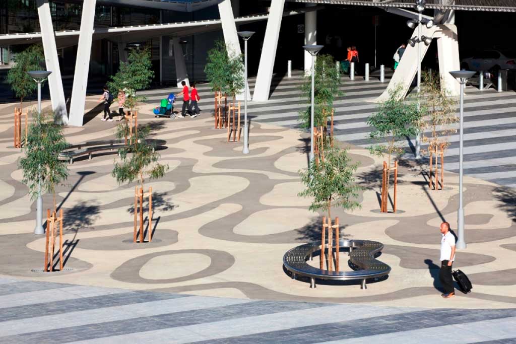 Adelaide Airport Plaza Exposed Aggregate Concrete