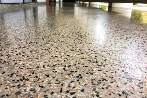 Terrazzo flooring for interior with beautiful colors, shiny and clean.